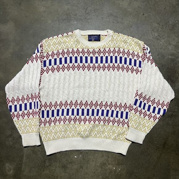 Vintage Other - Vintage 90s Liberty Cotton Chunky Knit Pattern Sweater
